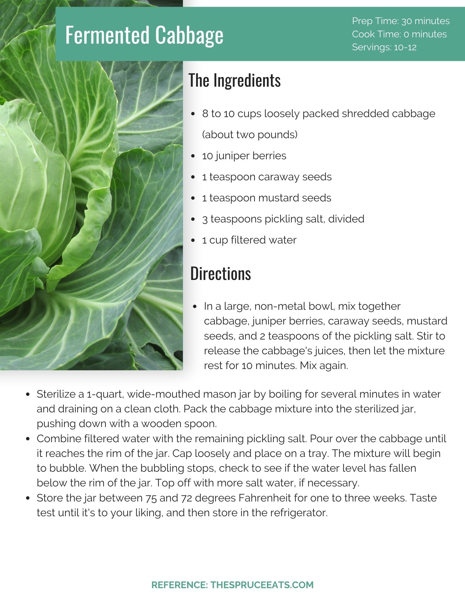 Fermented Cabbage recipe