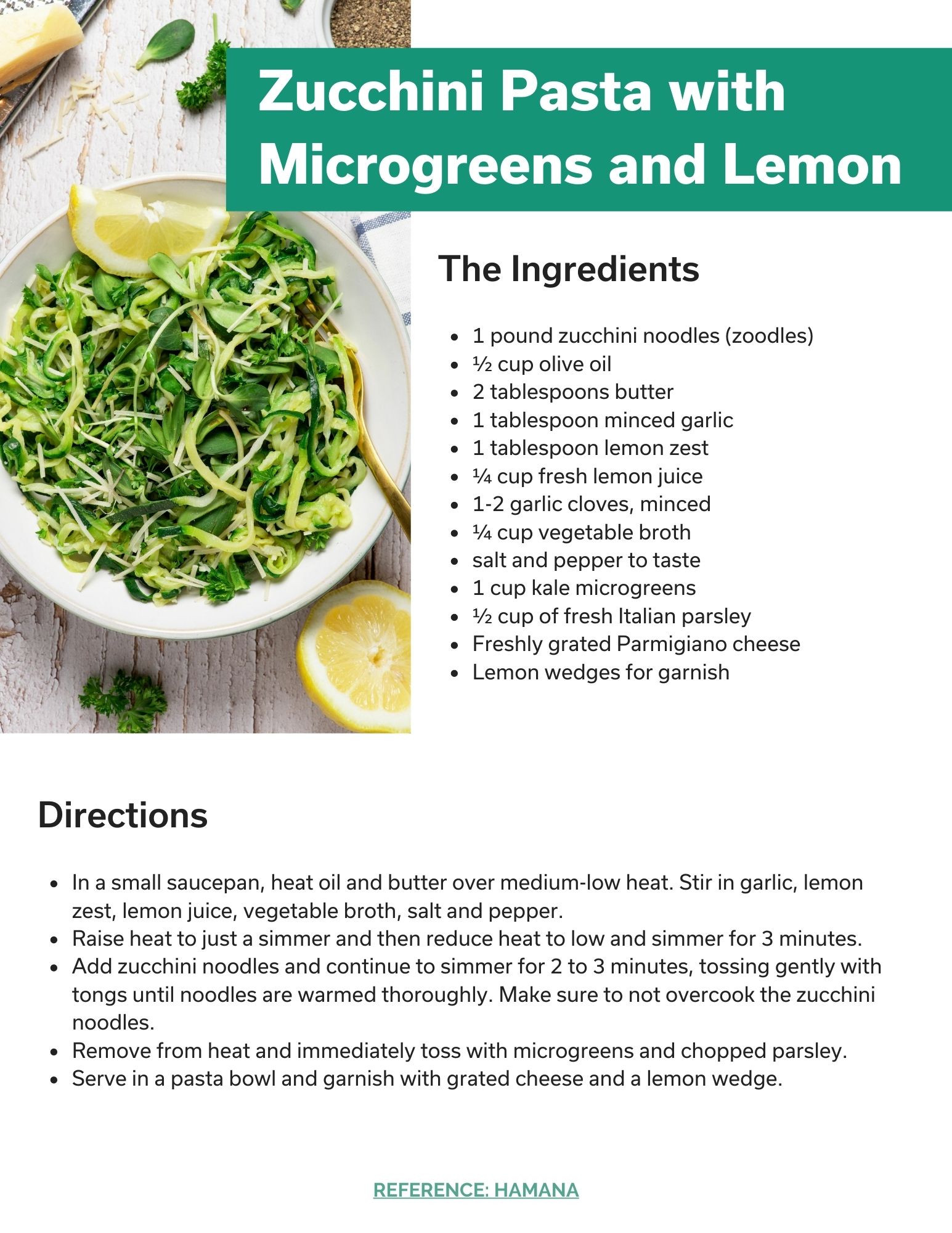 Zucchini pasta with microgreens recipe