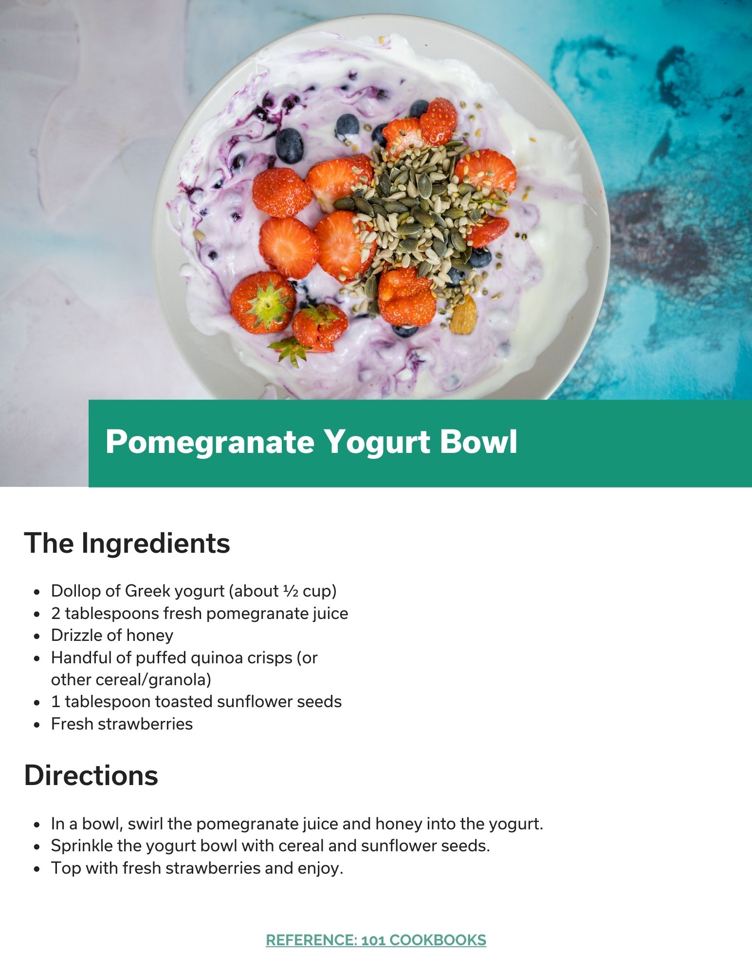 Pomegranate Sunflower Yogurt Bowl