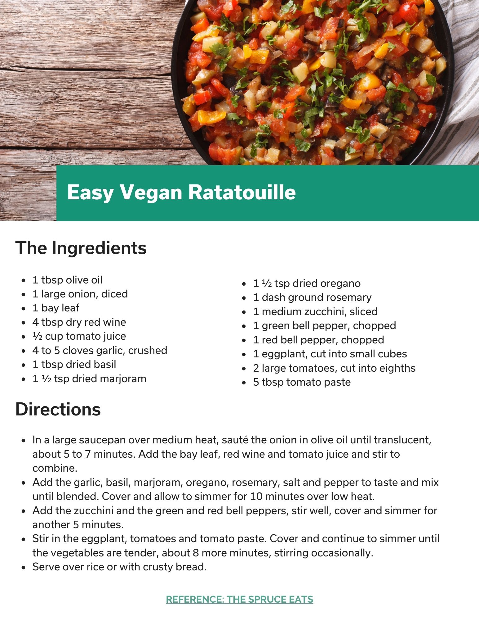 Easy Vegan Ratatouille recipe