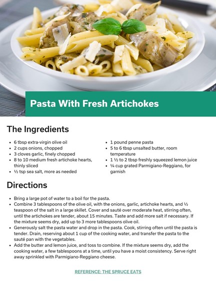 Fresh Artichoke Pasta recipe