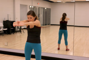 Girl stretching her back